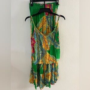 Cynthia Rowley Green and Yellow Asymmetrical Dress